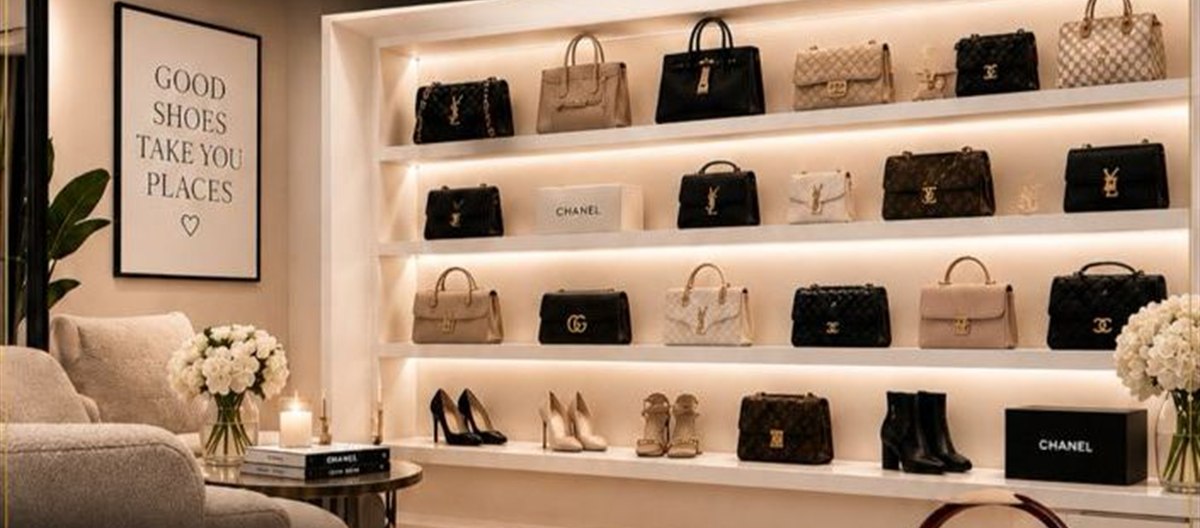 De showroom van Luxury Designer aan de Bist in Wilrijk met designer handtassen en schoenen