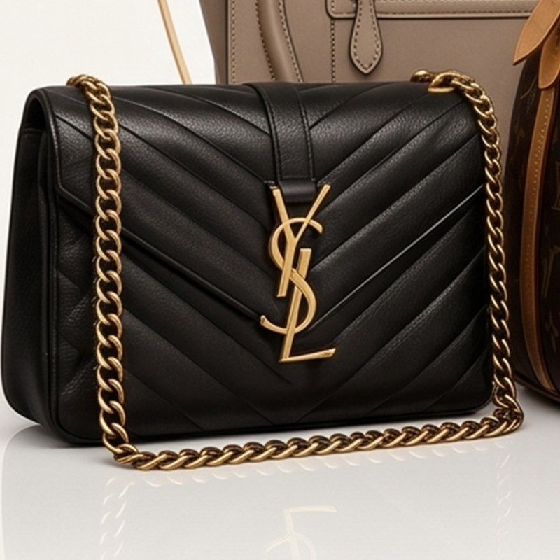 Saint Laurent Envelope Chevron Zwart — designer stuk bij Luxury Designer in Wilrijk